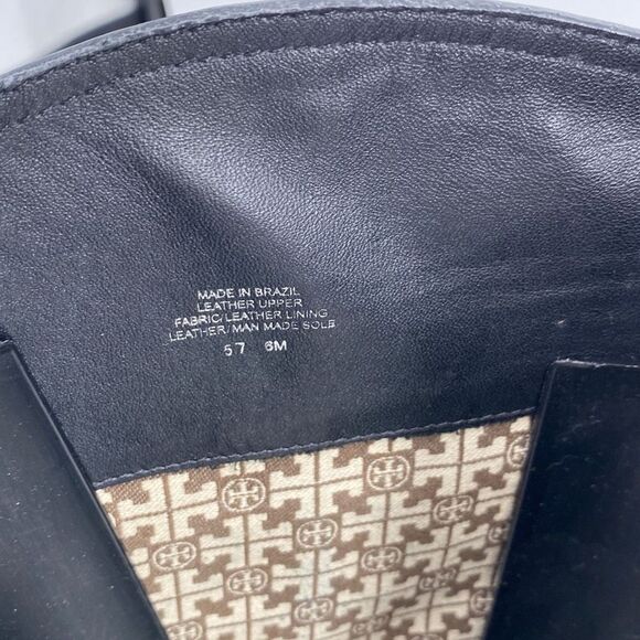 Tory Burch Leather Knee High Logo Riding Boots Black Size 6‎ - Picture 10 of 16